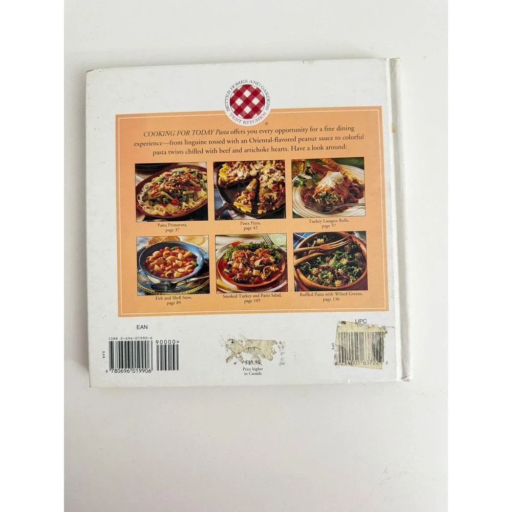 Better Homes and Gardens Pasta Cooking for Today Hardcover Cookbook 1993